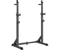 Štangos stovas reguliuojamo aukščio ir pločio, iki 150 kg, juodas, 60–87 × 65 × 121–158 cm