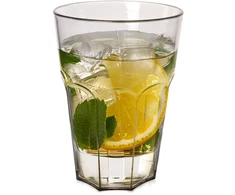 Stiklinė gėrimams, 400 ml, skaidri su juodu atspalviu, 9 × 9 × 11,5 cm