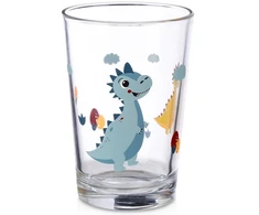 Stiklinė su dinozaurų raštu, skaidri, 200 ml