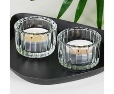 KOOPMAN Home Styling Collection Žvakių laikikliai Stikliniai 5,7 cm 2 vnt.