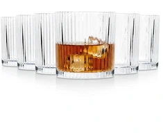 Stiklinės iš rantuoto stiklo, 280 ml, 8,5 × 8,5 × 9 cm, 6 vnt.
