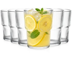 Stiklinės, rievėtos, skaidrios, 380 ml, 6 vnt.