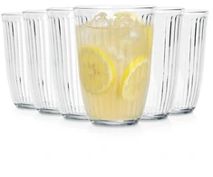 Stiklinės rumbuoto stiklo, 330 ml, skaidrios, 8,5 × 8,5 × 12 cm, 6 vnt.