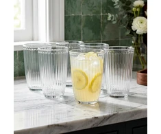 Stiklinės rumbuoto stiklo, 330 ml, skaidrios, 8,5 × 8,5 × 12 cm, 6 vnt.