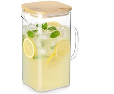 Stiklinis ąsotis su bambukiniu dangčiu, 2,5 l, 19 × 12 × 23,5 cm