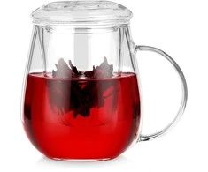 Stiklinis puodelis Vilde su sieteliu ir dangteliu 530 ml