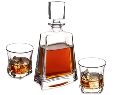 Stiklinių rinkinys, 750 ml + 2 × 300 ml, skaidrus, 14 × 8,5 × 26,5 cm / 9 × 9 × 9,5 cm, 3 dalių