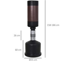 HOMCOM pastatomas bokso maišas treniruočių manekenas 158-186 cm reguliuojamo aukščio juodas/rudas