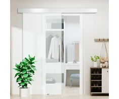 HOMCOM Stumdomos stiklinės kambario durys su rankena, satinuotos iš vienos pusės, 102,5x205 cm
