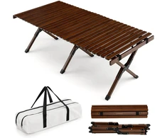 Sulankstomas bambuko stalas 122 x 60 x 43.5 cm