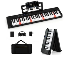 Sulankstomas pianinas 61 klavišų juodas