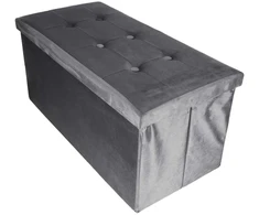Sulankstomas pufas su daiktadėže, pilkas, 77 × 38 × 37 cm