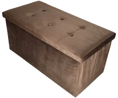Sulankstomas pufas su daiktadėže, rudas, 77 × 38 × 37 cm