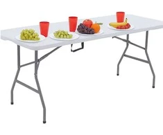 Lean Sulankstomas stalas su rankena 180x74 cm, baltas