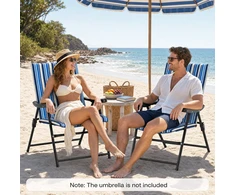 Sulankstomos paplūdimio kėdės su aukštu atlošu ir porankiais, mėlynos, 42,5 × 6,4 × 9 cm, 2 vnt.