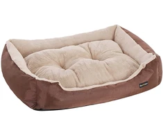 Songmics Šunų guolis su apverčiama pagalve, rudas–smėlinis, 85 x 65 x 21 cm