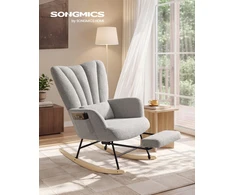 Songmics Pufas krėslas su pakoja ir nuimama pagalve, pilkos spalvos, 92–126,5 × 71,5 × 92 cm