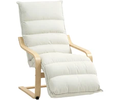 Supamasis krėslas su reguliuojama kojų atrama, kreminės baltos spalvos, 67 x 93–114 x 105 cm