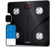 Svarstyklės RENPHO OB02720 - Bluetooth prisijungęs svorio ir kūno analizatorius - 13 rodiklių - Grūdinto stiklo platforma - Juoda