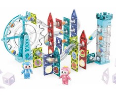 Lean Toys Šviečiantis kamuoliukų takelis su magnetiniu liftu ir velnio ratu, 129 detalės
