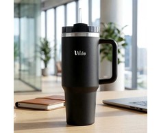 Vilde termo puodelis 1,2 l juodas su rankena