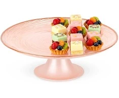 Elegantiška tortų lėkštė su stovu 21 cm rožinė