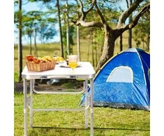 MultiGarden Turistinis stalas sulankstomas stovyklavimo stalas baltas viršus 120 x 60 cm