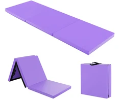 Trijų dalių gimnastikos kilimėlis su rankenomis ir nuimamu užvalkalu, violetinis, 183 x 61 x 5,1 cm