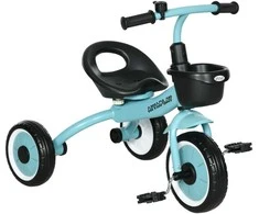 AIYAPLAY triratukas vaikams su reguliuojama sėdyne, paspirtukas su krepšeliu, skambučiu ir pedalais, 2-5 metų vaikams