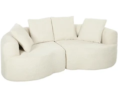 Trivietė berėmė sofa, kreminės baltos spalvos, 207 × 107 × 62 cm