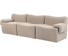 Trivietė modulinė šenilinė sofa, smėlio spalvos, 277 × 90 × 82 cm