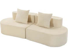 Trivietė modulinė sofa be rėmo su kišeninėmis spyruoklėmis, smėlinė, 245cm