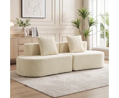 Trivietė modulinė sofa be rėmo su kišeninėmis spyruoklėmis, smėlinė, 245cm