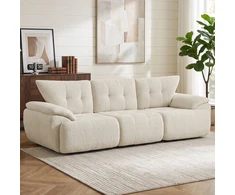 Trivietė modulinė sofa, berėmė, kreminė balta, 260 × 92 × 80 cm