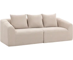 Trivietė sofa be rėmo su kišeninėmis spyruoklėmis, smėlinė, 225 x 93 x 83 cm