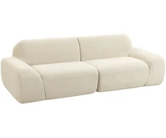 Trivietė sofa, berėmė, kreminės baltos spalvos, 244 × 95 × 70 cm