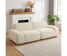 Trivietė sofa, berėmė, kreminės baltos spalvos, 244 × 95 × 70 cm