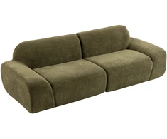 Trivietė sofa, berėmė, tamsiai žalia, 244 × 95 × 70 cm