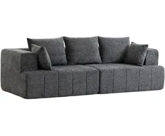 Trivietė sofa su kišeninėmis spyruoklėmis ir šeniliniu apmušalu, pilka, 248 x 104 x 87 cm