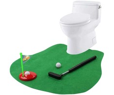 Lean Toys Tualeto golfo rinkinys su kilimėliu ir lazda