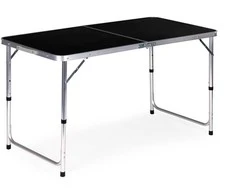 MultiGarden Turistinis stalas sulankstomas kempingo stalas juodas viršus 120 x 60 cm