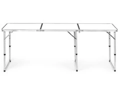 MultiGarden Turistinis stalas, sulankstomas kempingo stalas, baltas stalviršis, 180 x 60 cm
