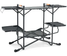 Turistinis virtuvės stalas su aliuminio stalviršiu, juodas, 134,6 × 54,6 × 87,6 cm