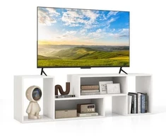 TV staliukas, 2 dalių su L formos lentynomis, juodos ir baltos spalvų, 80 × 30 × 40 cm