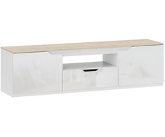 TV staliukas iki 65 col. televizoriams su kabelių angomis, natūralaus medžio spalvos, 160 × 38 × 43 cm