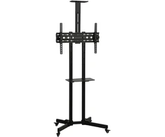 TV staliukas Mobilus televizoriaus stovas su ratukais ir reguliuojamo aukščio, juodas, 76 × 56 × 120–187,5 cm