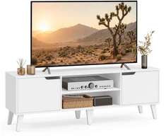 Songmics TV staliukas su reguliuojama lentyna, baltas, 147 x 39 x 50,1 cm