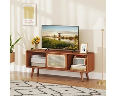 TV staliukas su slankiosiomis durelėmis ir reguliuojama lentyna, natūralios spalvos, 120,7 x 30,5 x 45,7 cm