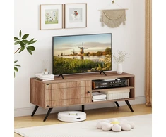 TV staliukas su spintele ir atviromis lentynomis, ąžuolo spalvos, 121,9 × 40,6 × 44,5 cm