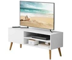 TV staliukas Songmics TV spintelė 120x40x49 cm medinė balta